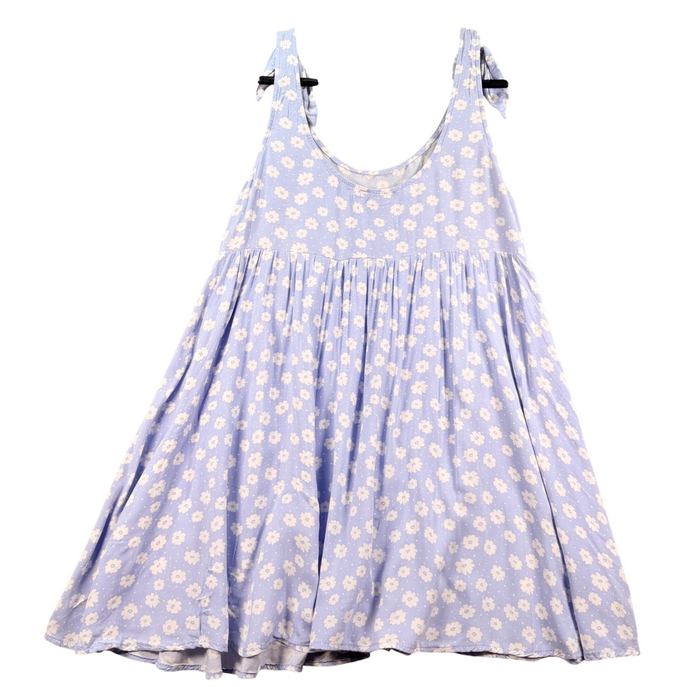 Forever 21 Dress Babydoll Floral Daisy Tie Strap M Blue Summer Mini - Picture 4 of 6